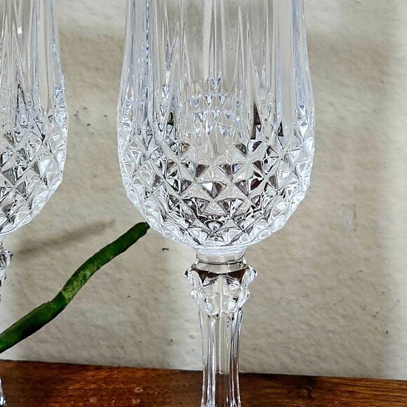Cristal d'Arques Longchamp Champagne Flutes 8" Cut Crystal Glasses vintage - Picture 3 of 7